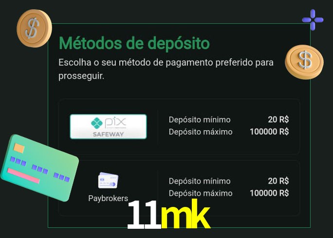 O cassino 11mk oferece uma grande variedade de métodos de pagamento