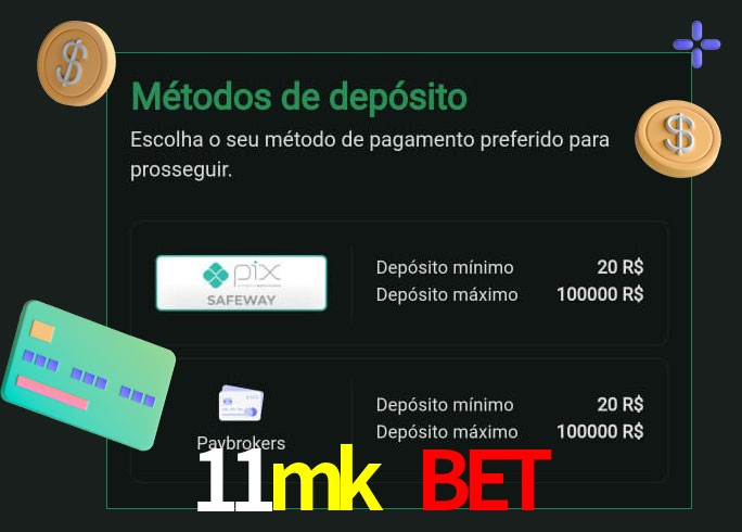 O cassino 11mk bet oferece uma grande variedade de métodos de pagamento